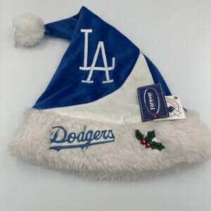MLB Los Angeles LA Dodgers Santa Hat Christmas Holiday Hat Blue White Holly NEW